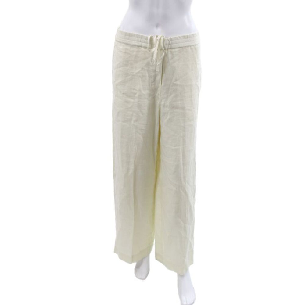 COS Womens Cropped Linen Pants Ivory Drawstring Casual Size 36